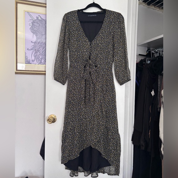 Abercrombie & Fitch Floral Long Sleeve Tie Front Midi Dress - Picture 5 of 10